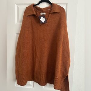 Ava & Viv Bronze V-Neck Collared Knit Sweater